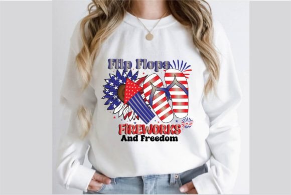 Flip Flops Fireworks and Freedom T-Shirt Graphics