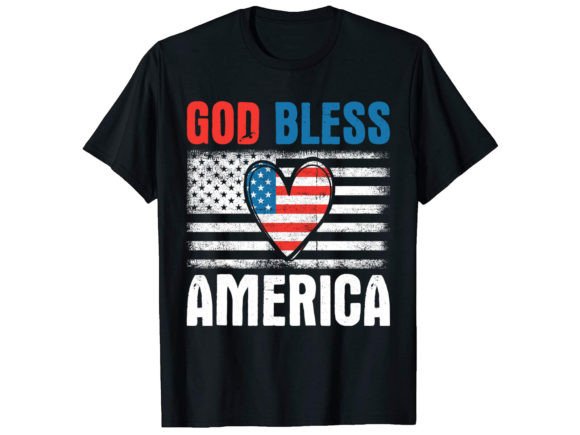God Bless America 4th of July T-Shirt Graphics