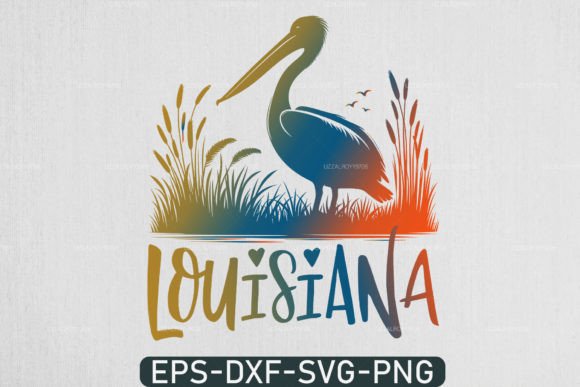Louisiana Pelican Sunset Graphics