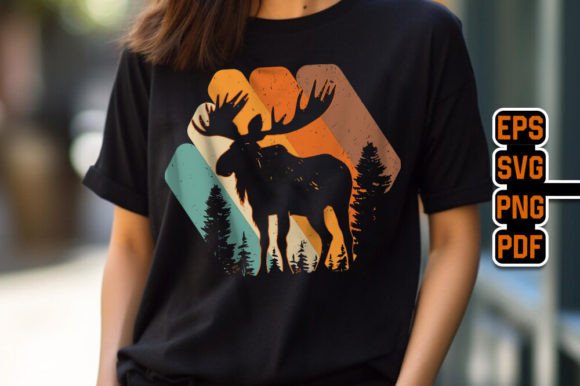 Moose Retro Sunset Vintage T-Shirt Graphics