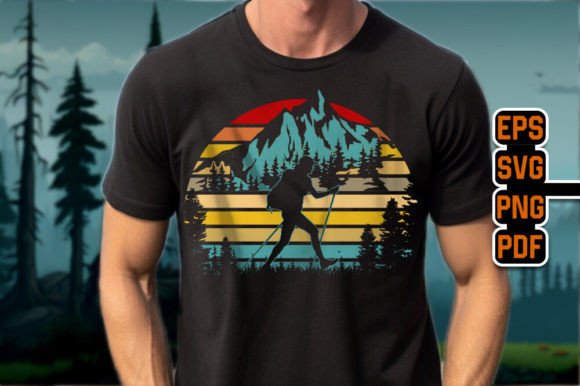 Retro Vintage Mountain Hiking Design Graphics